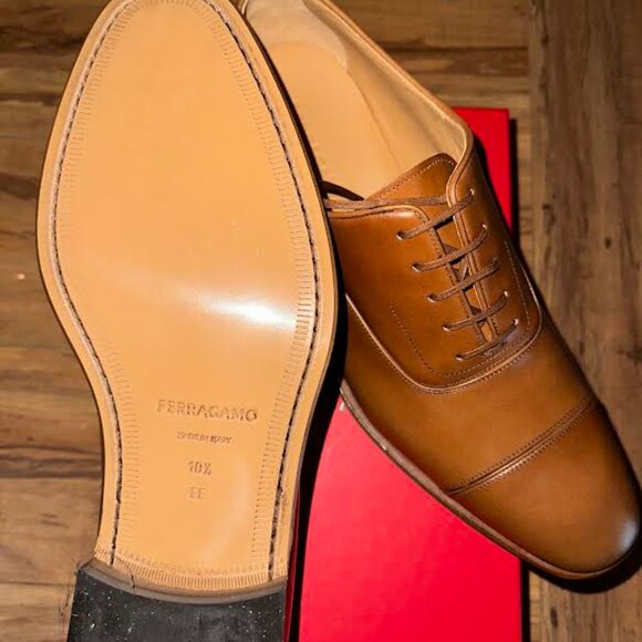Ferragamo FERMIN Leather 10.5 EECap Toe Gancini Oxford Men\'s  Dress Shoes NEW main image 4